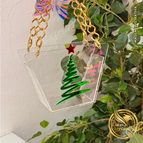 CESTA EM ACRÍLICO ÁRVORE DE NATAL