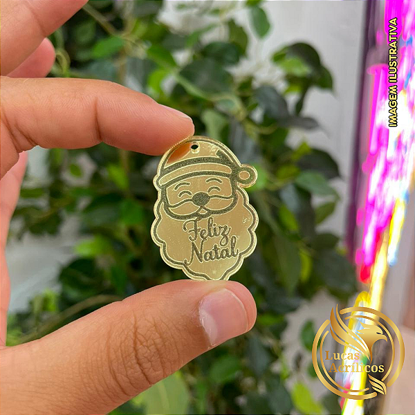 KIT COM 10 TAGS DE NATAL PAPAI NOEL EM ACRÍLICO 4X2,5CM