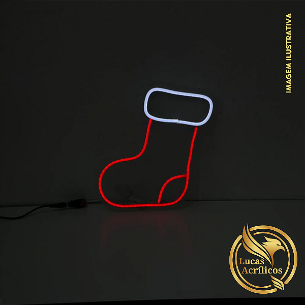 MEIA DE NATAL EM LED 26X20 CM