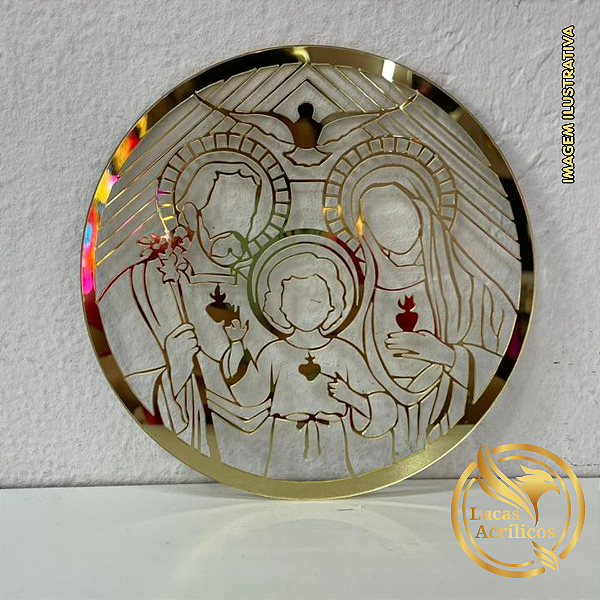 MANDALA SAGRADA FAMÍLIA EM ACRÍLICO 17CM DE DIÂMETRO