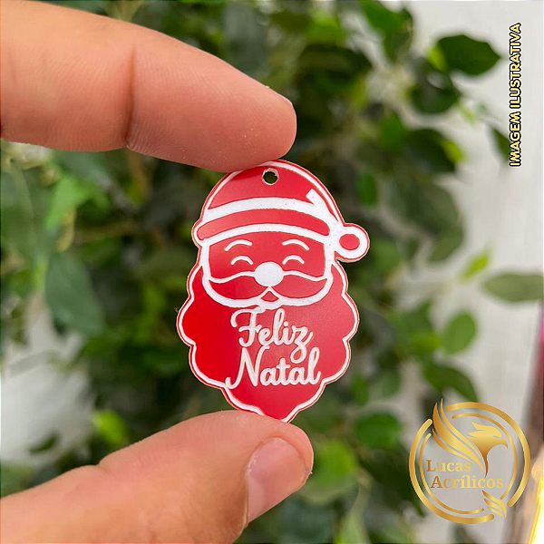 KIT COM 10 TAGS PAPAI NOEL EM ACRÍLICO 4X3 CM