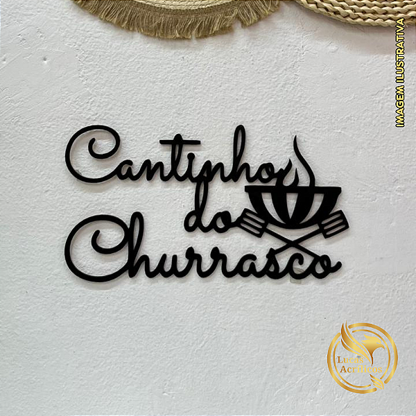 CANTINHO DO CHURRASCO EM MDF PRETO 35X19 CM