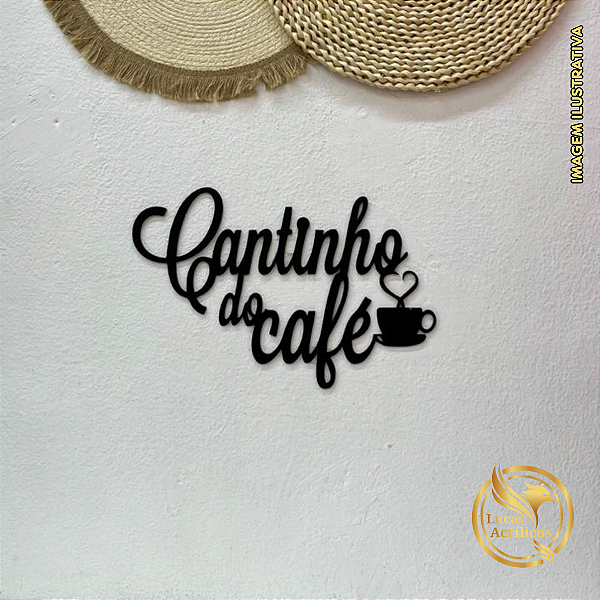 CANTINHO DO CAFÉ EM MDF PRETO 35X23 CM