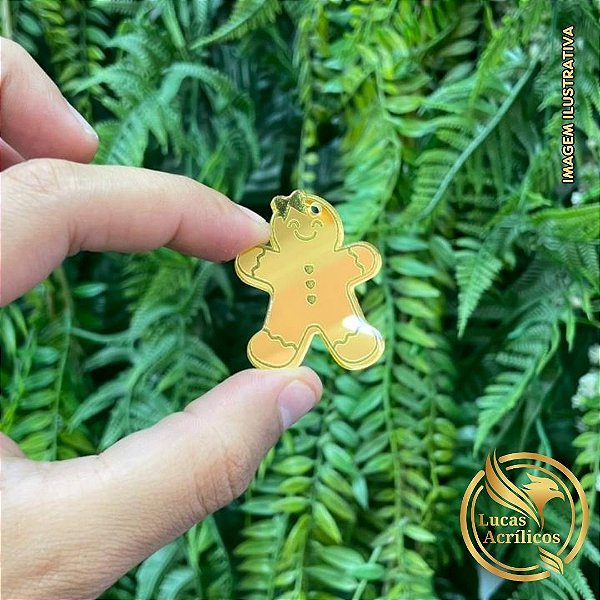 KIT COM 10 TAGS DE NATAL BISCOITA EM ACRÍLICO 4X3,5CM