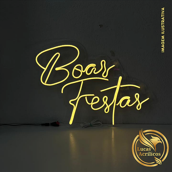 BOAS FESTAS EM LED 50X35 CM