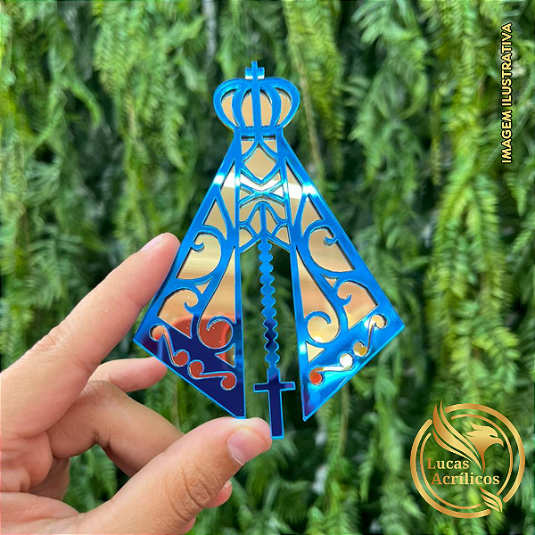 APLIQUE NOSSA SENHORA EM ACRÍLICO ESPELHADO 12X8,3 CM