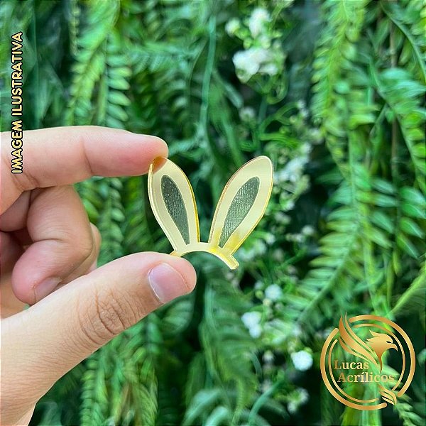 KIT 10 TAGS ORELHAS DE COELHO EM ACRÍLICO 4X3 CM