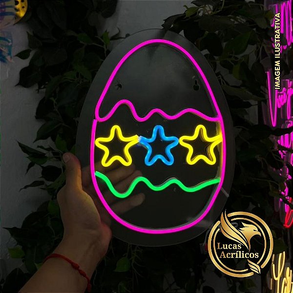 OVO DE PÁSCOA EM LED PERSONALIZADO 23X30 CM
