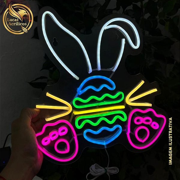 COELHO DE PÁSCOA EM LED PERSONALIZADO 23X30 CM