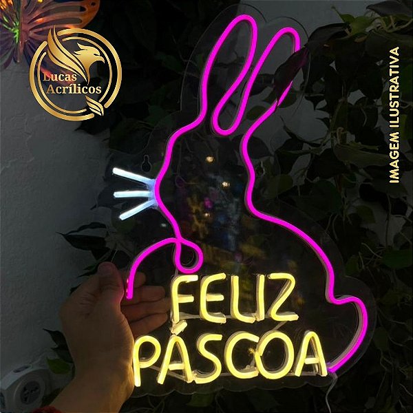 FELIZ PÁSCOA EM LED PERSONALIZADO 29X39 CM