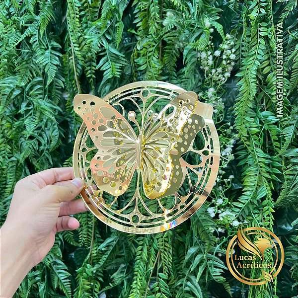 MANDALA DE BORBOLETA 3D EM ACRÍLICO 19X19 CM