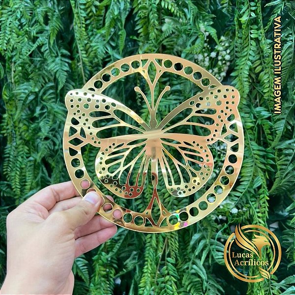 MANDALA DE BORBOLETA EM ACRÍLICO 19X19 CM