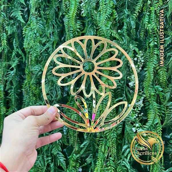 MANDALA DE FLOR EM ACRÍLICO 19X19 CM