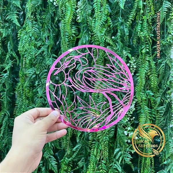 MANDALA DE FLAMINGO EM ACRÍLICO 19X19 CM