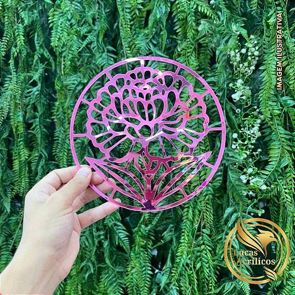 MANDALA DE FLOR EM ACRÍLICO 19X19 CM