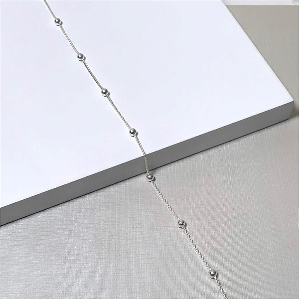 Tornozeleira Bolinhas Prata 925