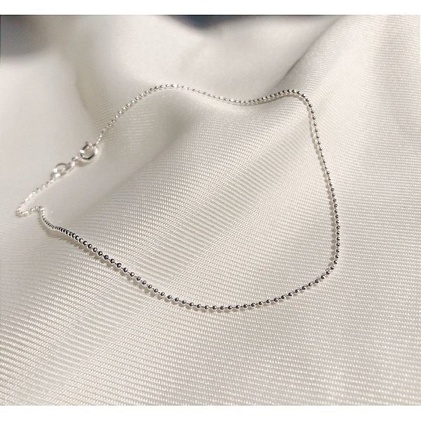 Tornozeleira Bolinhas Diamantada Prata 925