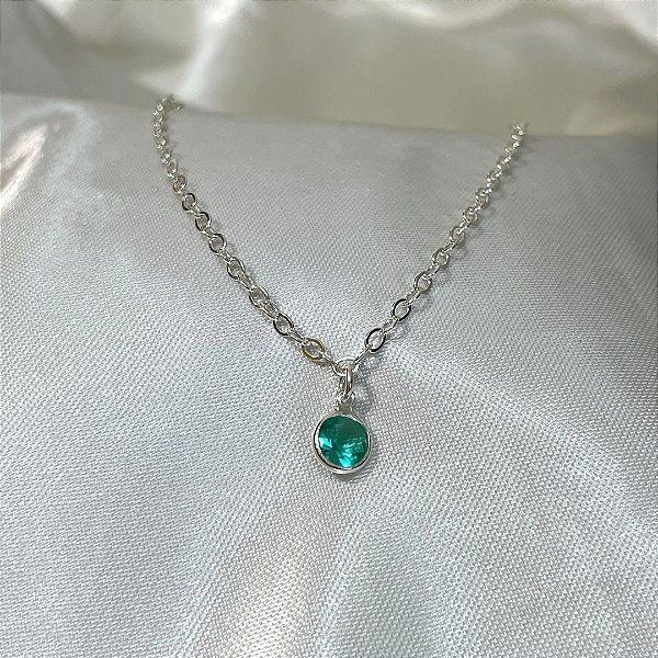 Tornozeleira Com Zircônia Verde Turmalina  Prata 925