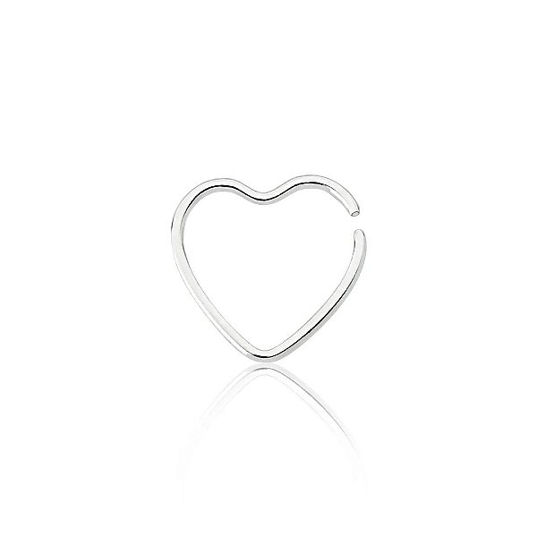 Piercing Argolinha Lisa Coração Prata 925