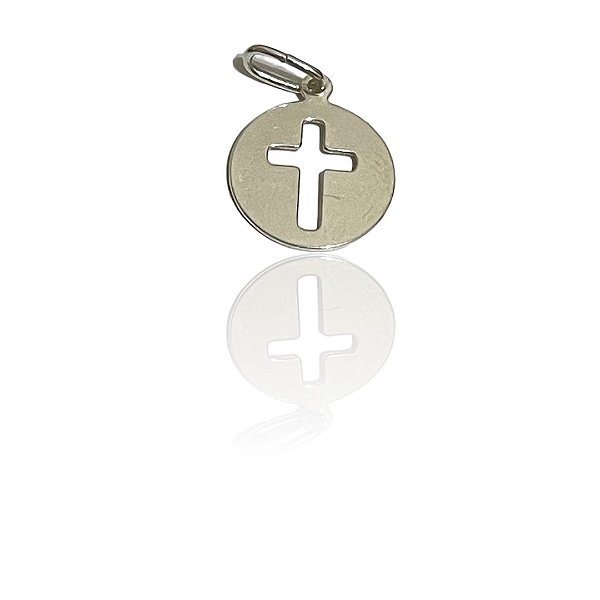 Pingente Medalha Cruz Vazada Prata 925