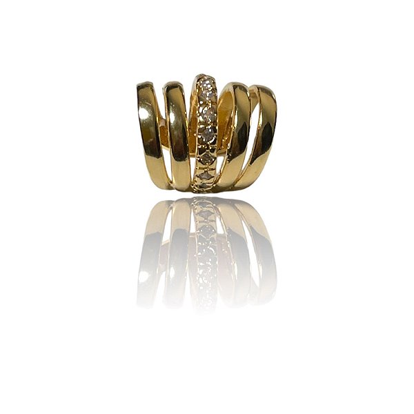 Piercing Fake Vazado e Zircônia Dourado