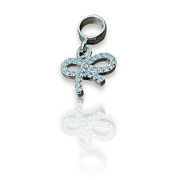 Berloque Laço Cristal  Prata 925