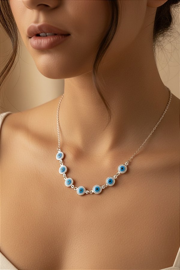 Choker Olho Grego Prata 925
