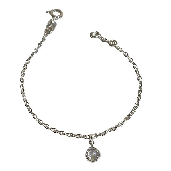 Pulseira Infantil Zircônia Cristal Prata 925