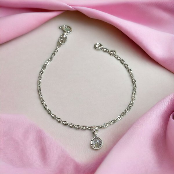 Pulseira Infantil Zircônia Cristal Prata 925