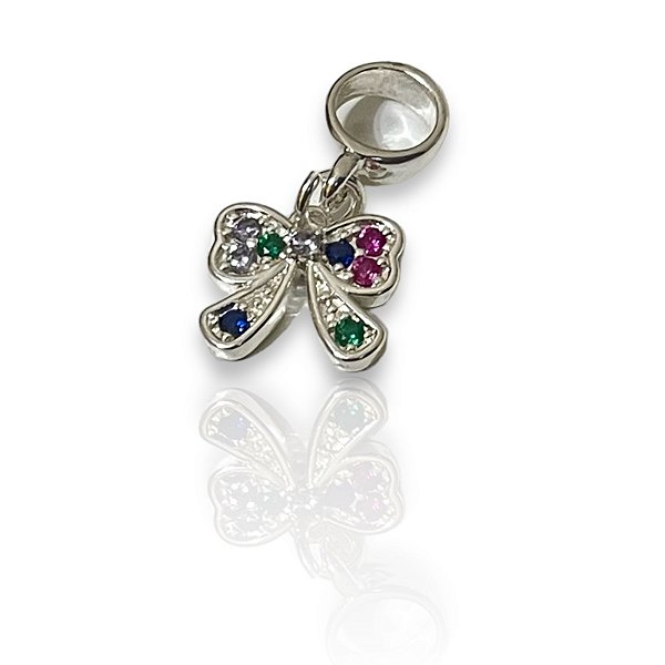 Berloque Laço Colorido  Prata 925