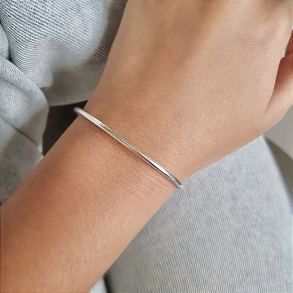 Bracelete Redondo Liso Prata 925