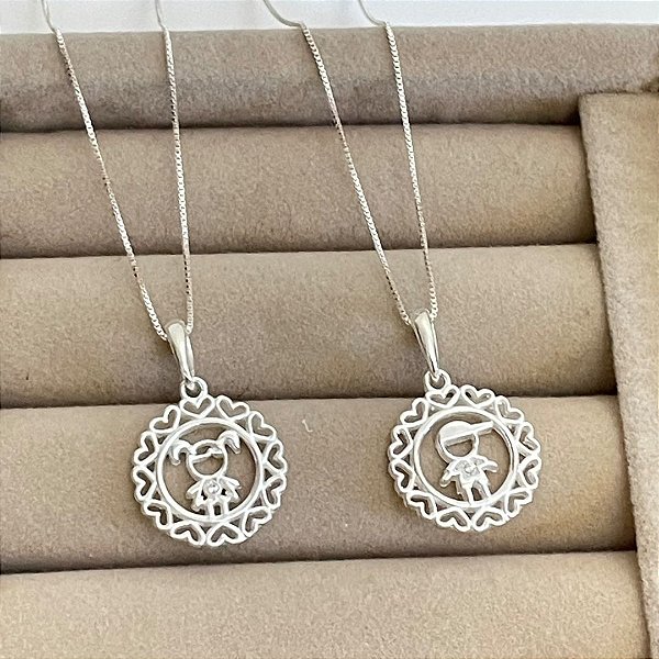 Corrente Veneziana e Pingente Mandala Filho Prata 925