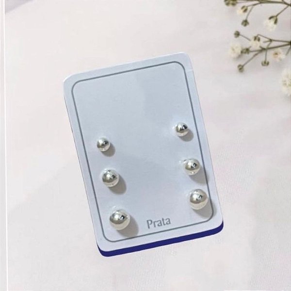 Brinco Trio Bolinha Prata 925