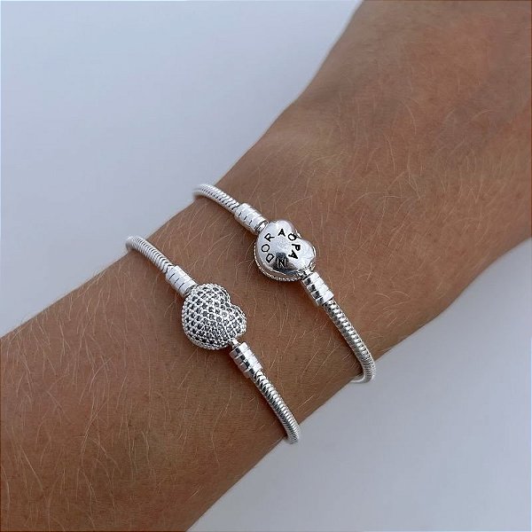 Pulseira Life Coração Cravejado Prata 925