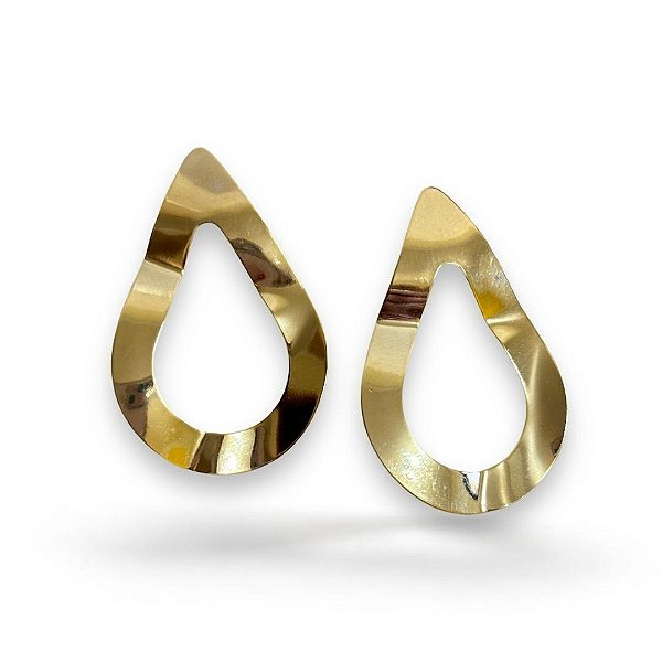 Brinco Gota Vazada Aro Amassado