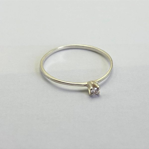 Anel Solitário Cravejado Prata 925