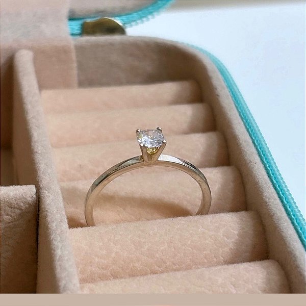 Anel Solitário Prata 925