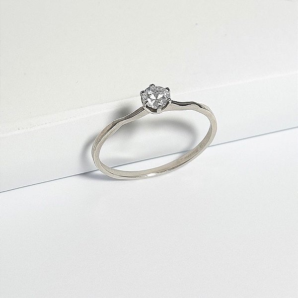 Anel Solitário Prata 925