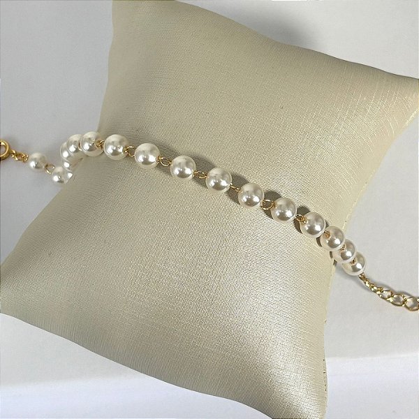 Pulseira de Pérolas Dourada