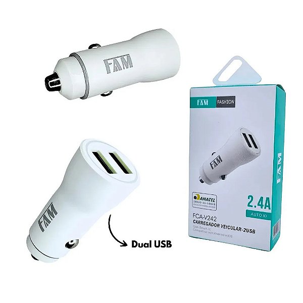 Carregador Veicular Usb Fam