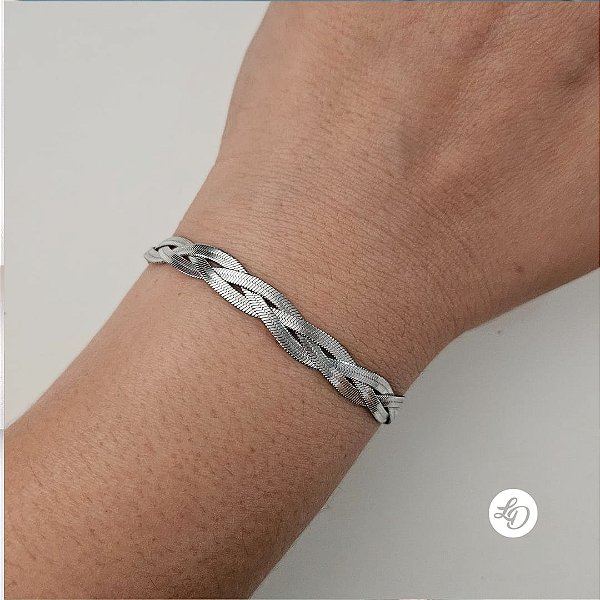 Pulseira aço inox FITAS TRANÇADAS