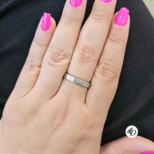 Anel aço inox PAI NOSSO PRATA