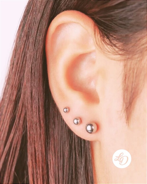 Brinco aço inox TRIO DE BOLINHAS LISAS