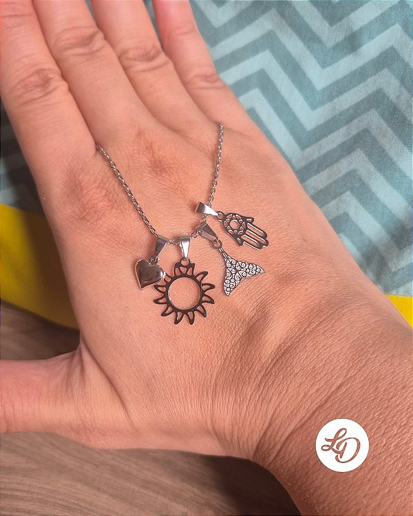 Colar aço inox KIT QUE ACOMPANHA OS 4 PINGENTES VIBES