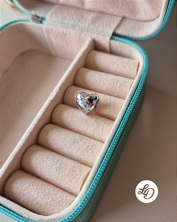 BERLOQUE CORAÇÃO DETALHE AZUL - PINGENTE EM AÇO INOX