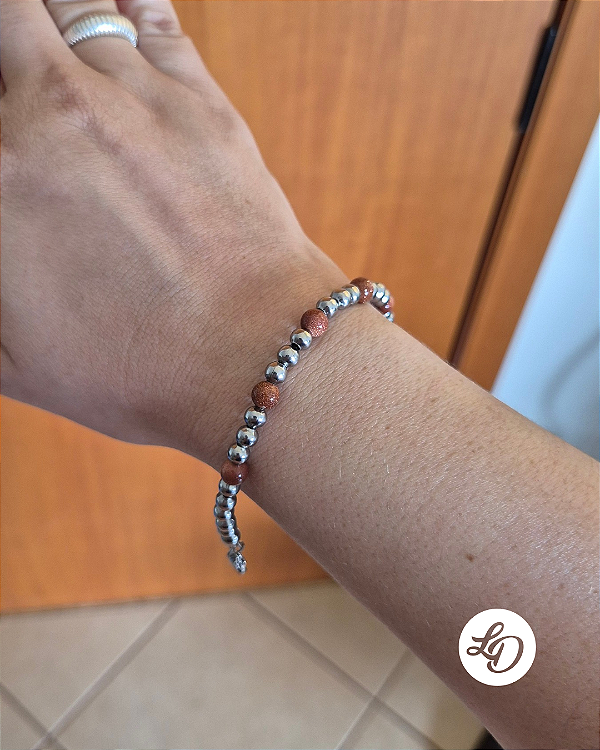Pulseira aço inox BOLINHA/PEDRA DO SOL