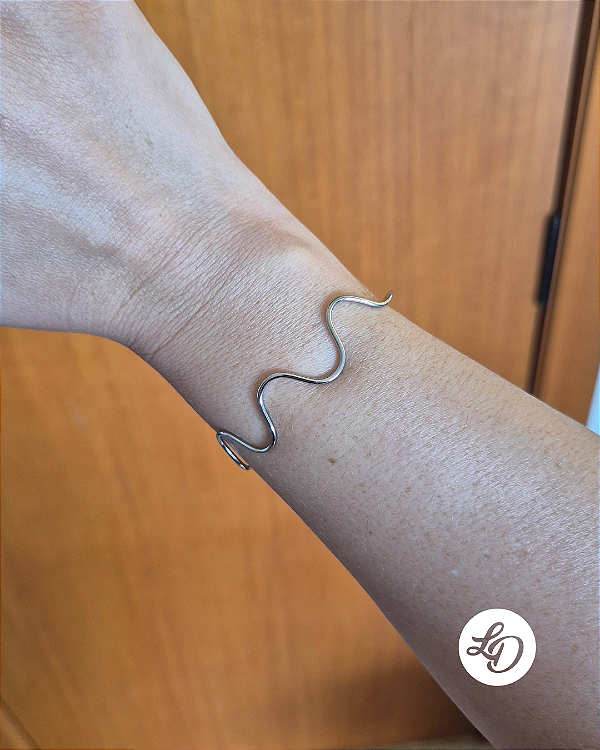 Pulseira aço inox BRACELETE SEMIABERTO 3 ONDAS
