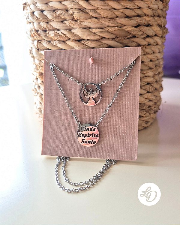 COLAR AÇO INOX ESCAPULÁRIO ESPÍRITO SANTO