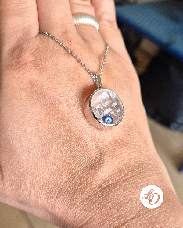 Colar aço inox PINGENTE SAL GROSSO OLHO GREGO