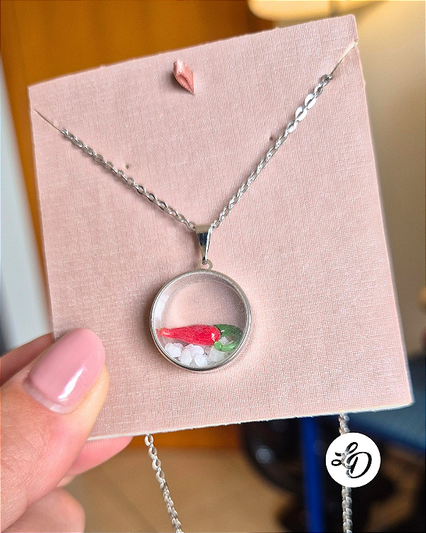 Colar aço inox PINGENTE SAL GROSSO PIMENTA